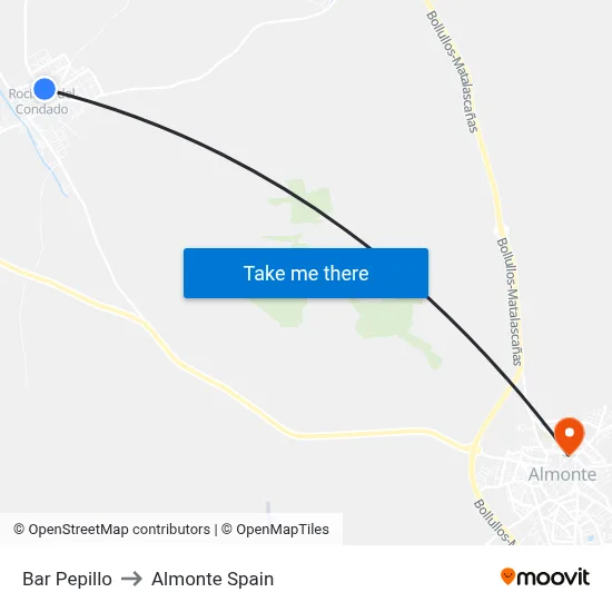 Bar Pepillo to Almonte Spain map