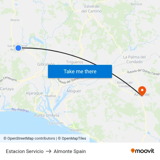 Estacion Servicio to Almonte Spain map