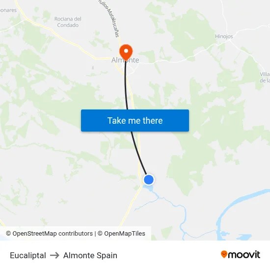 Eucaliptal to Almonte Spain map