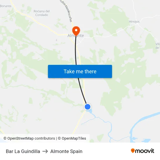 Bar La Guindilla to Almonte Spain map