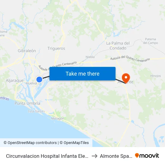 Circunvalacion Hospital Infanta Elena to Almonte Spain map