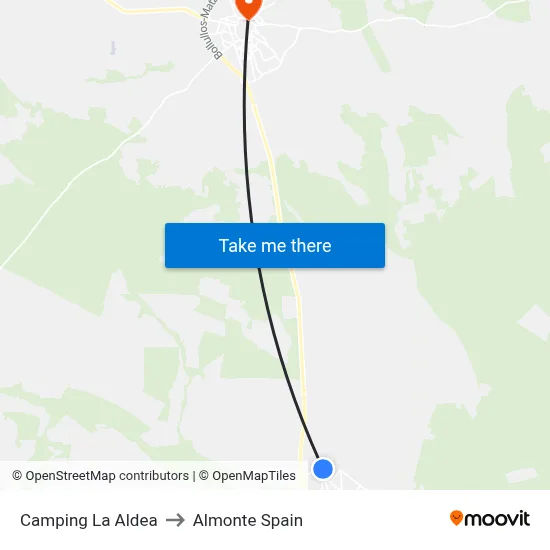 Camping La Aldea to Almonte Spain map