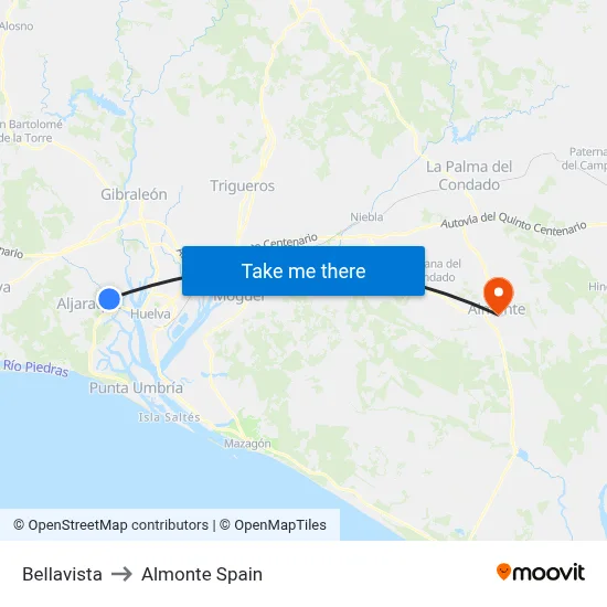 Bellavista to Almonte Spain map