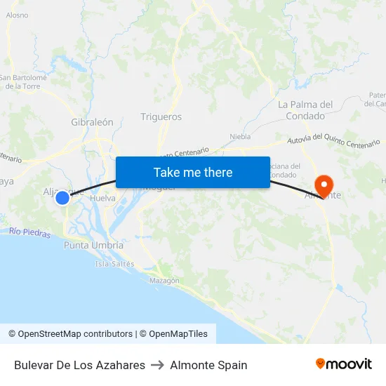 Bulevar De Los Azahares to Almonte Spain map