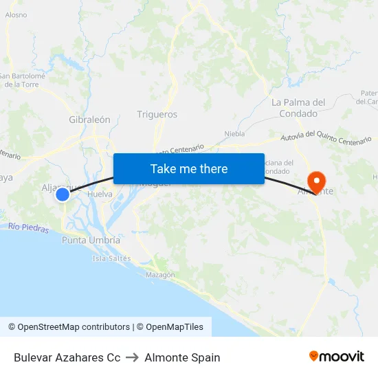 Bulevar Azahares Cc to Almonte Spain map