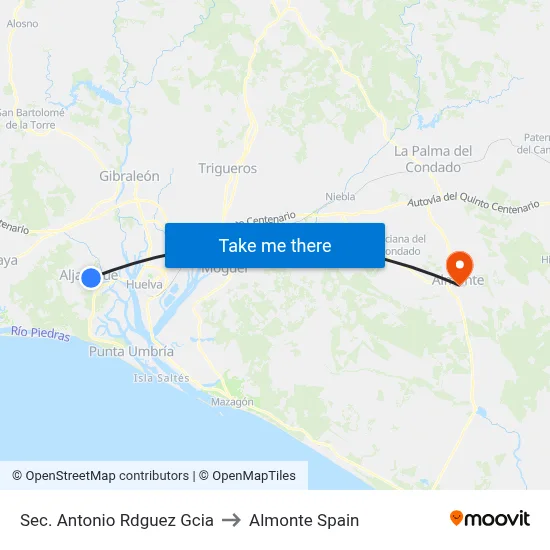 Sec. Antonio Rdguez Gcia to Almonte Spain map