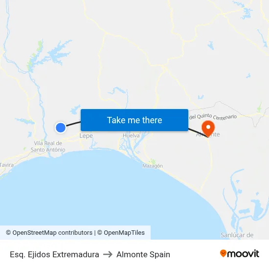 Esq. Ejidos Extremadura to Almonte Spain map
