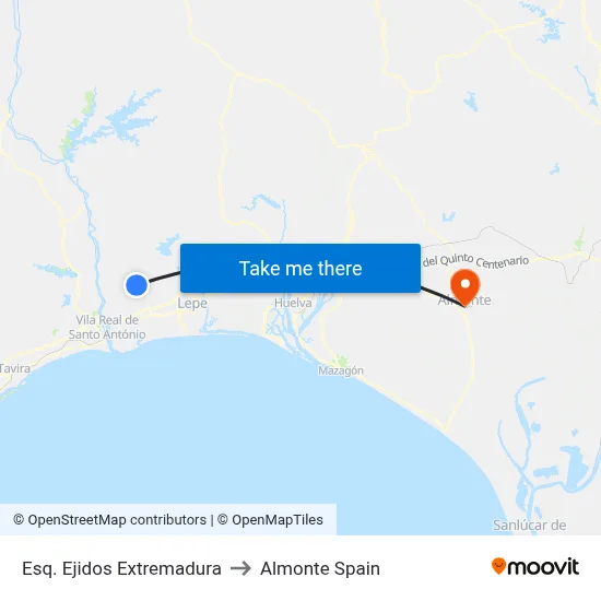 Esq. Ejidos Extremadura to Almonte Spain map