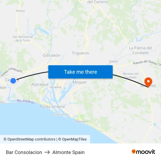 Bar Consolacion to Almonte Spain map