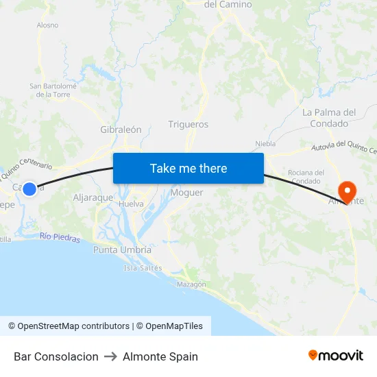 Bar Consolacion to Almonte Spain map