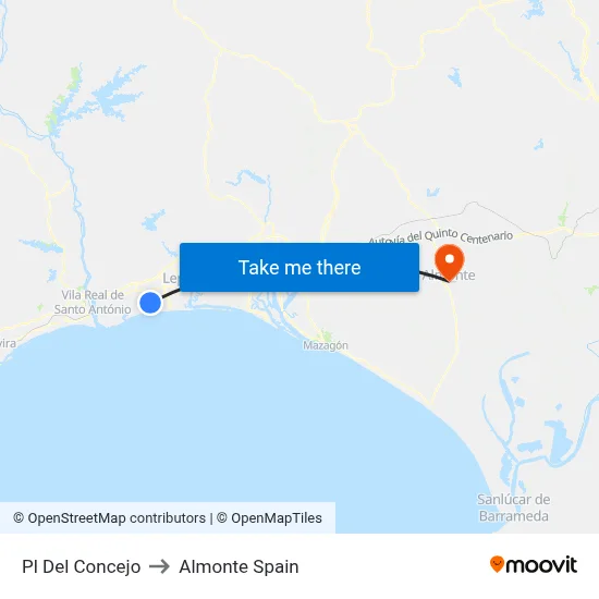 Pl Del Concejo to Almonte Spain map