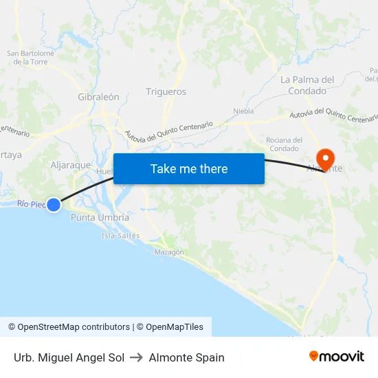Urb. Miguel Angel Sol to Almonte Spain map