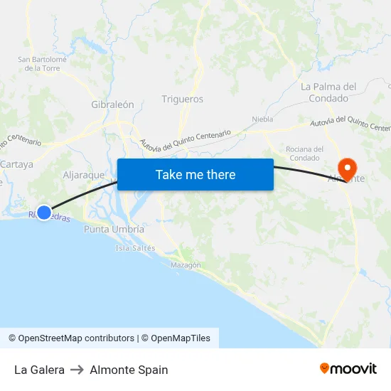 La Galera to Almonte Spain map