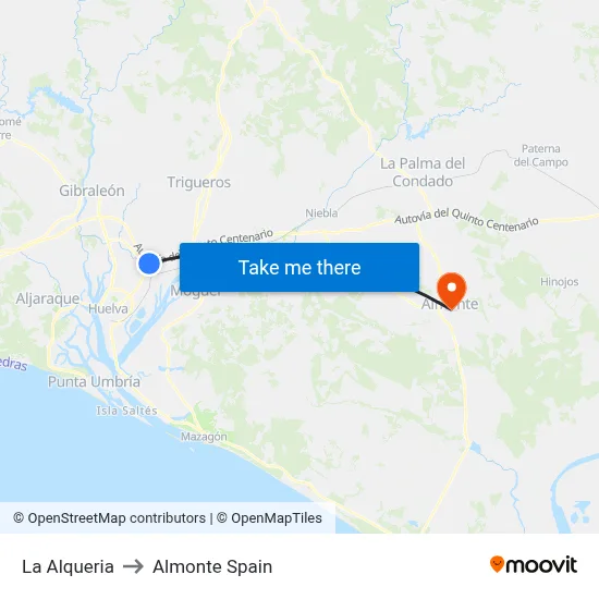 La Alqueria to Almonte Spain map