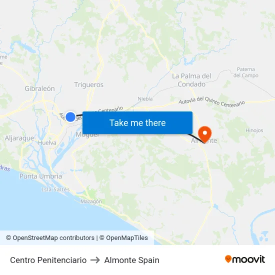 Centro Penitenciario to Almonte Spain map