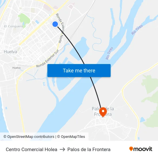 Centro Comercial Holea to Palos de la Frontera map