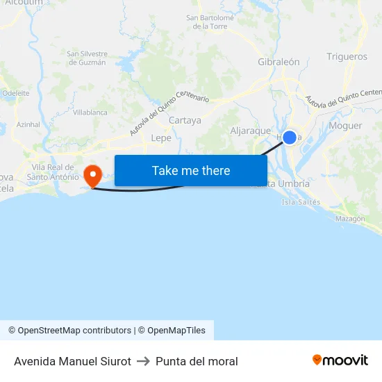 Avenida Manuel Siurot to Punta del moral map