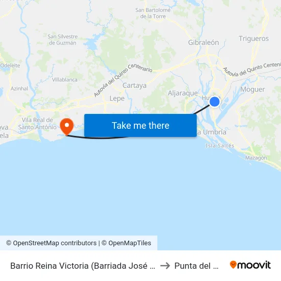 Barrio Reina Victoria (Barriada José Antonio) to Punta del moral map