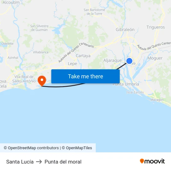 Santa Lucía to Punta del moral map