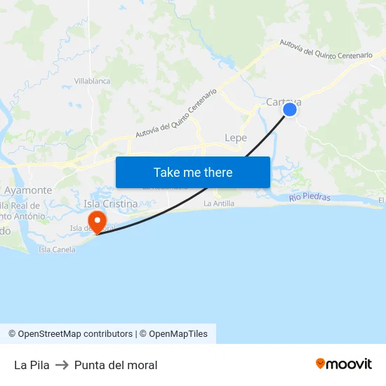 La Pila to Punta del moral map