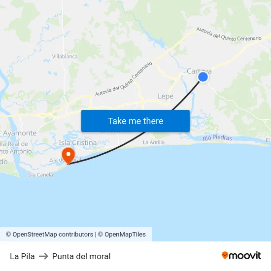 La Pila to Punta del moral map