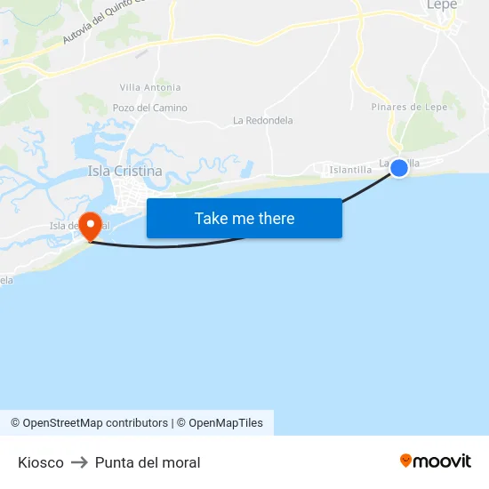 Kiosco to Punta del moral map