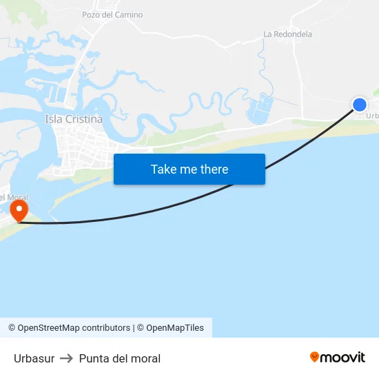 Urbasur to Punta del moral map