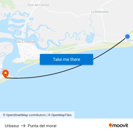 Urbasur to Punta del moral map