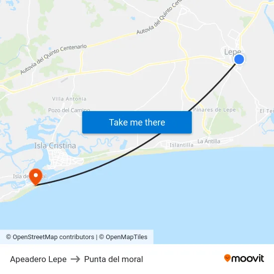 Apeadero Lepe to Punta del moral map