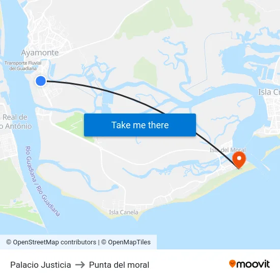 Palacio Justicia to Punta del moral map