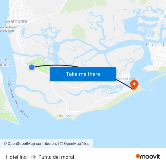 Hotel Inci to Punta del moral map