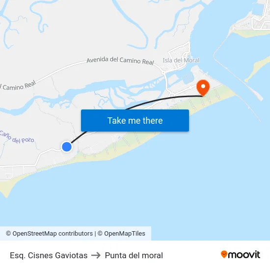 Esq. Cisnes  Gaviotas to Punta del moral map