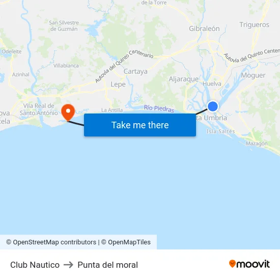 Club Nautico to Punta del moral map