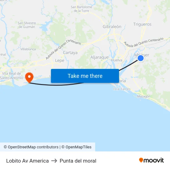 Lobito Av America to Punta del moral map