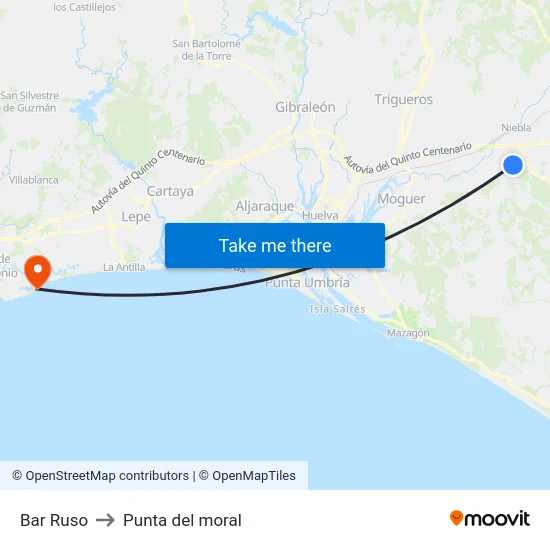 Bar Ruso to Punta del moral map