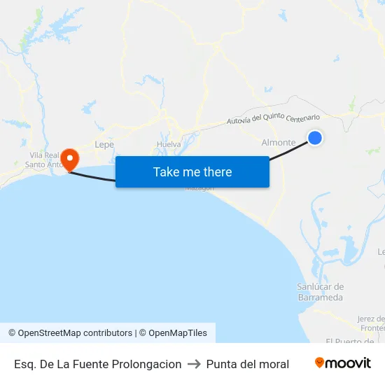 Esq. De La Fuente Prolongacion to Punta del moral map