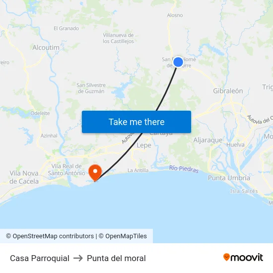 Casa Parroquial to Punta del moral map