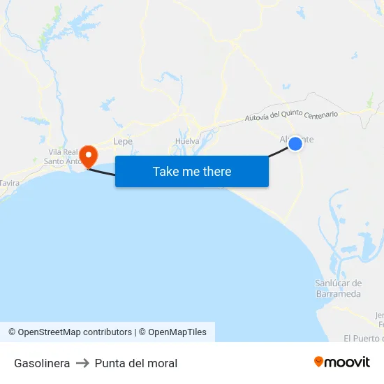Gasolinera to Punta del moral map