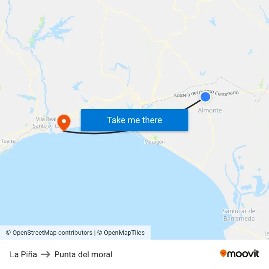 La Piña to Punta del moral map