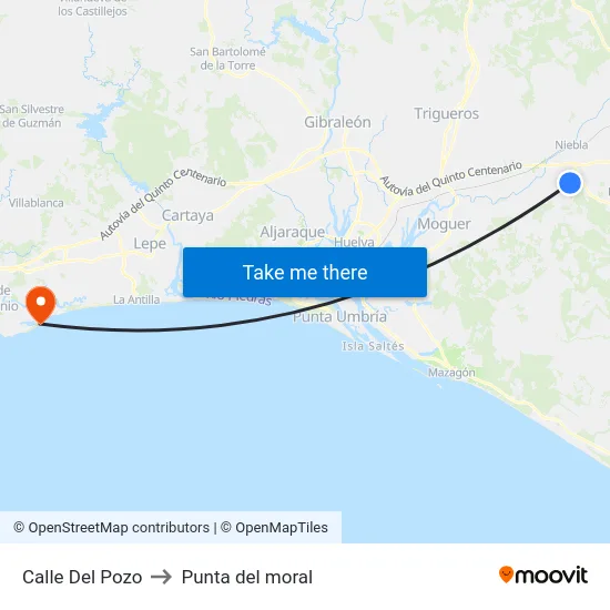 Calle Del Pozo to Punta del moral map