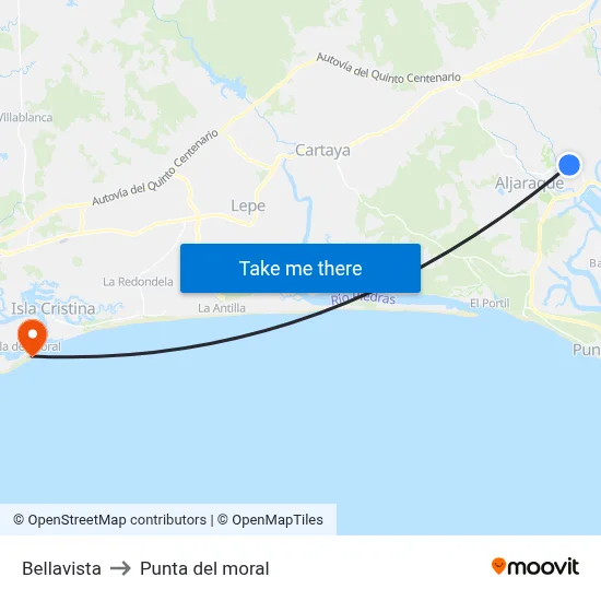 Bellavista to Punta del moral map