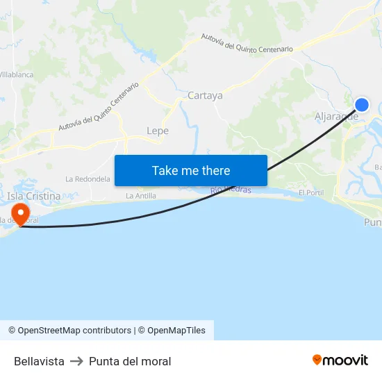 Bellavista to Punta del moral map