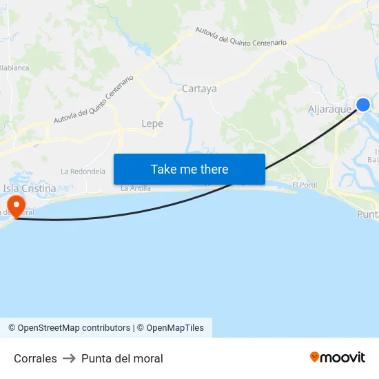 Corrales to Punta del moral map