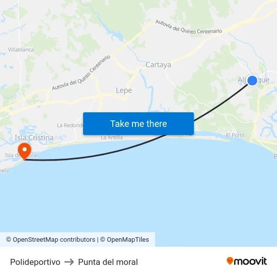 Polideportivo to Punta del moral map
