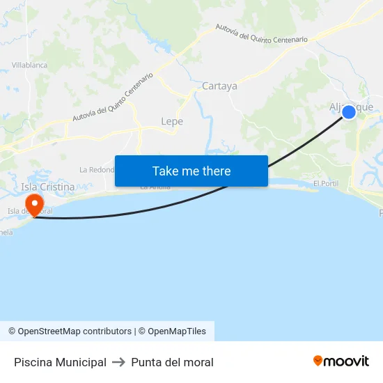 Piscina Municipal to Punta del moral map