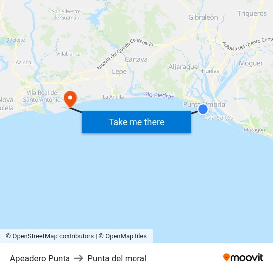Apeadero Punta to Punta del moral map