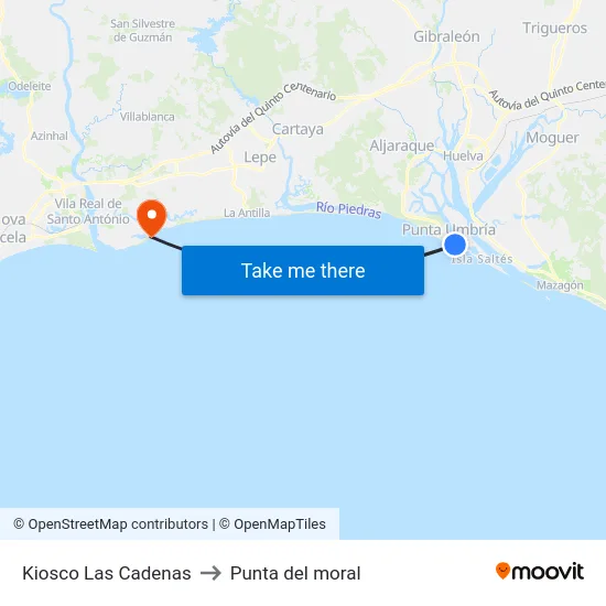 Kiosco Las Cadenas to Punta del moral map