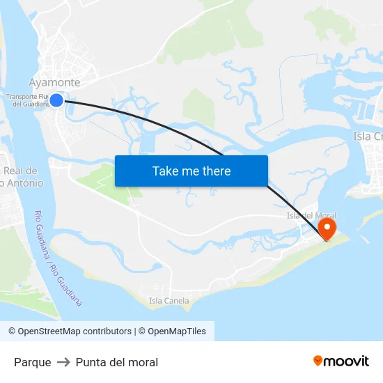 Parque to Punta del moral map