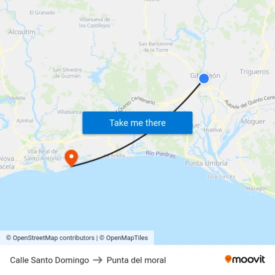 Calle Santo Domingo to Punta del moral map