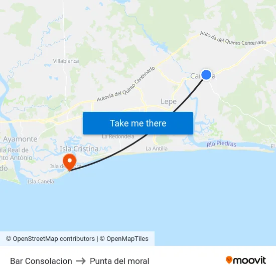 Bar Consolacion to Punta del moral map